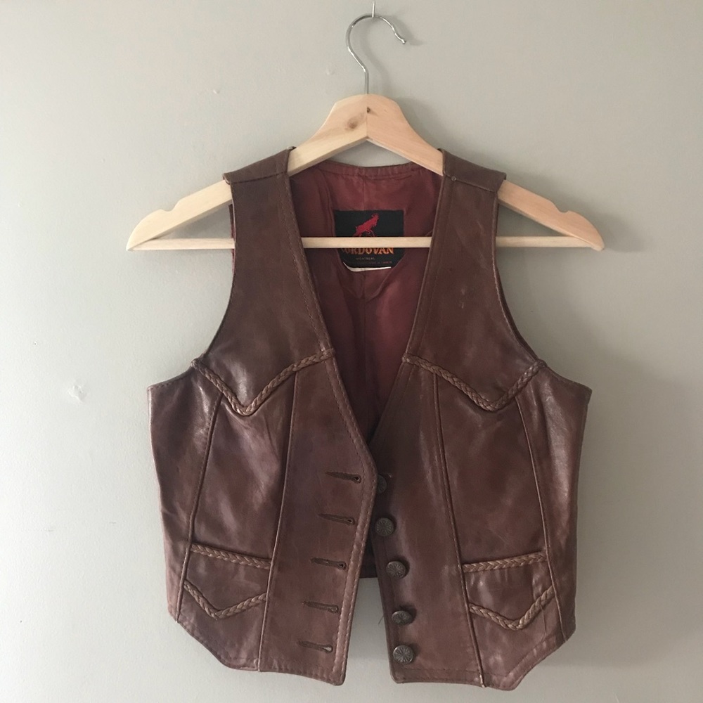 Cordovan vintage leather vest